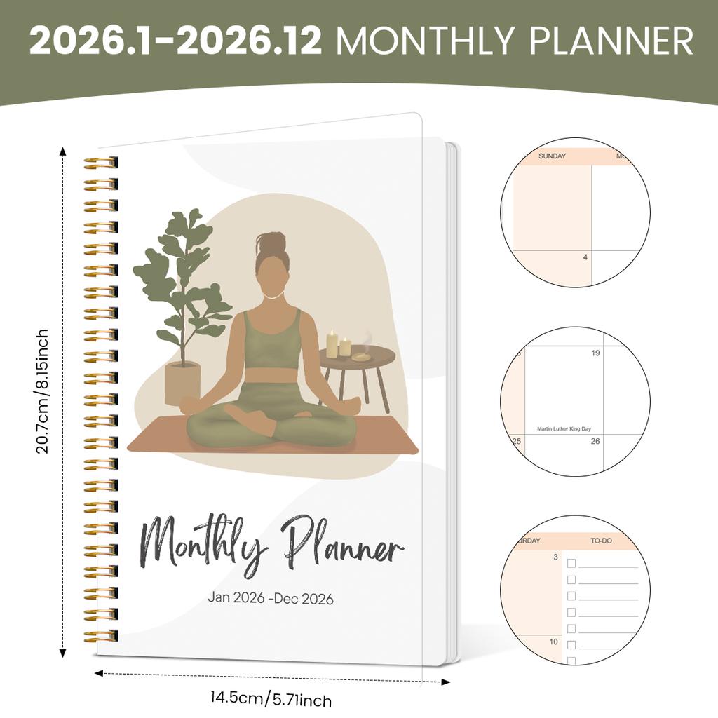 2026 A5 Monthly Planner,Modern Cover,Academic Agenda with Notes&To Do List,Perfect for Productivity,Time Managemen,Great Gift