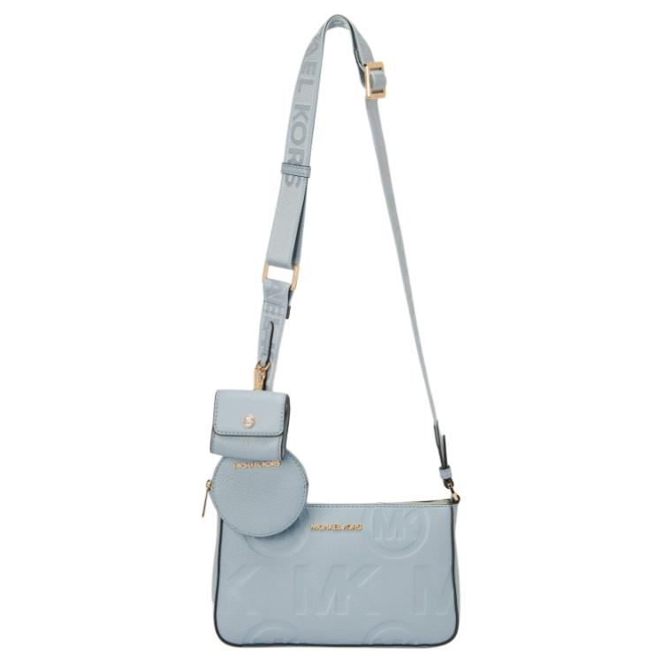 Michael Kors MK Jet Set Logo Zip Closure Pebbled Leather Three-In-One Shoulder Crossbody Bag Small Women bags Light-Blue 35F3GTVC1L-487