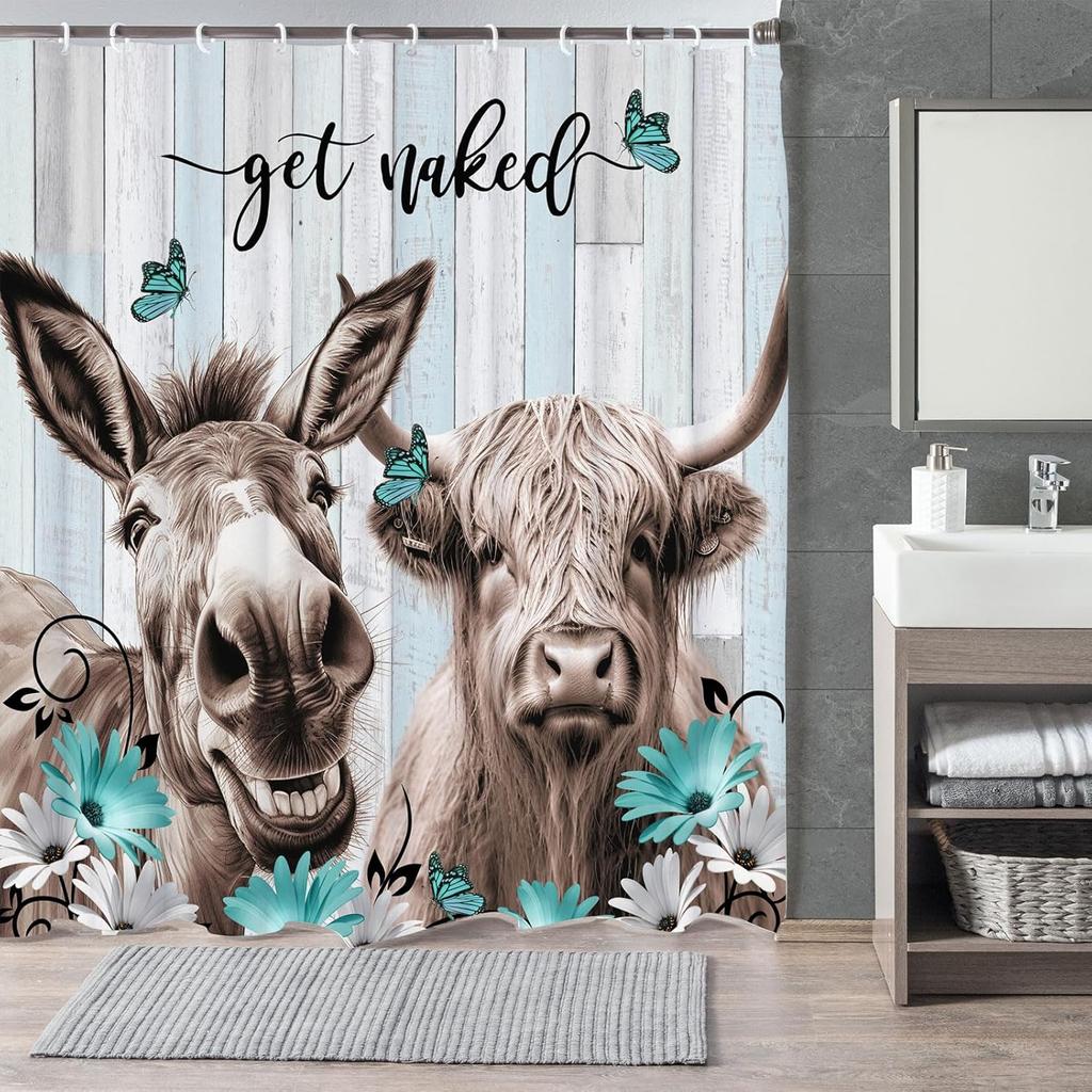 Japanese Cat Shower Curtain, Vintage Anime Sunset Wave Art, Waterproof Fabric With Hooks