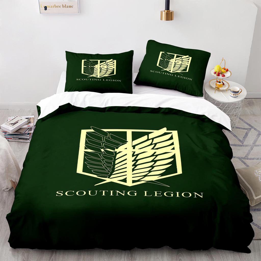 A-Attack O-On T-Titan Bedding Sets Anime 3D Printed Duvet Cover Set Soft Skin-Friendly Boys Adult King Size Home Textiles
