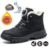 Men Winter Boots Work Safety Shoes Rotating Buttons Men Boots Steel Toe Cap Indestructible Shoes Puncture-Proof Industrial Shoes