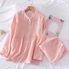 New Spring and Autumn Women's Pajamas Set Pure Cotton Crepe Long-sleeved Trousers Home Wear Set Women's Pajamas