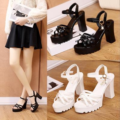 Сандалии на высоком каблуке, водонепроницаемая платформа с толстым каблуком, универсальный тонкий ремень, летняя мягкая кожа, удобные, в стиле вестерн, женские туфли с увеличенным каблуком