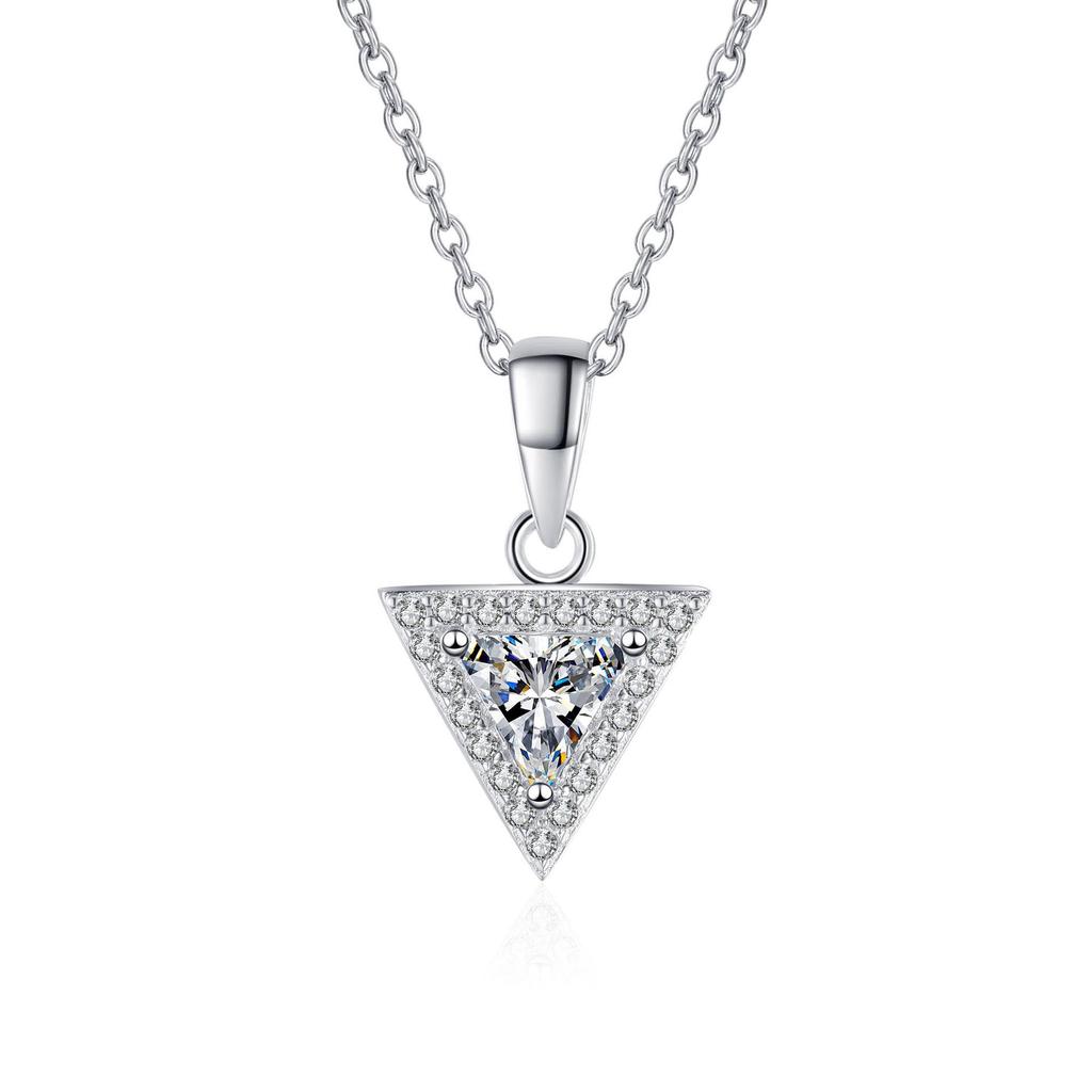 Серебряное ожерелье Xin Deyu S925 с треугольным кластером муассанитов для женщин
