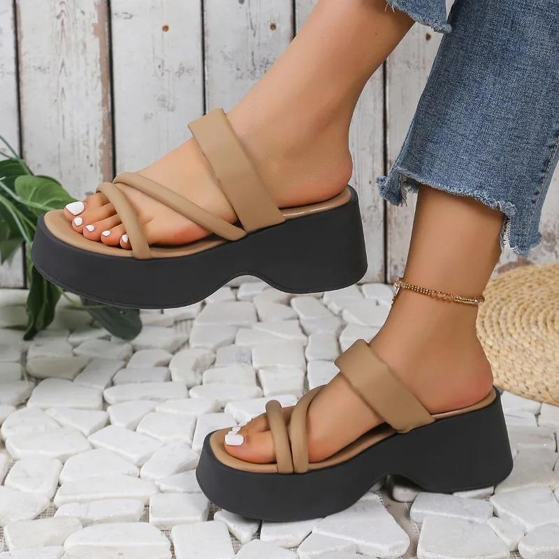 Fashion 2025 High Quality Shoes Female Open Toe Women's Slippers Platform Outdoor Slippers Women Solid Wedges Casual Women's Sandals