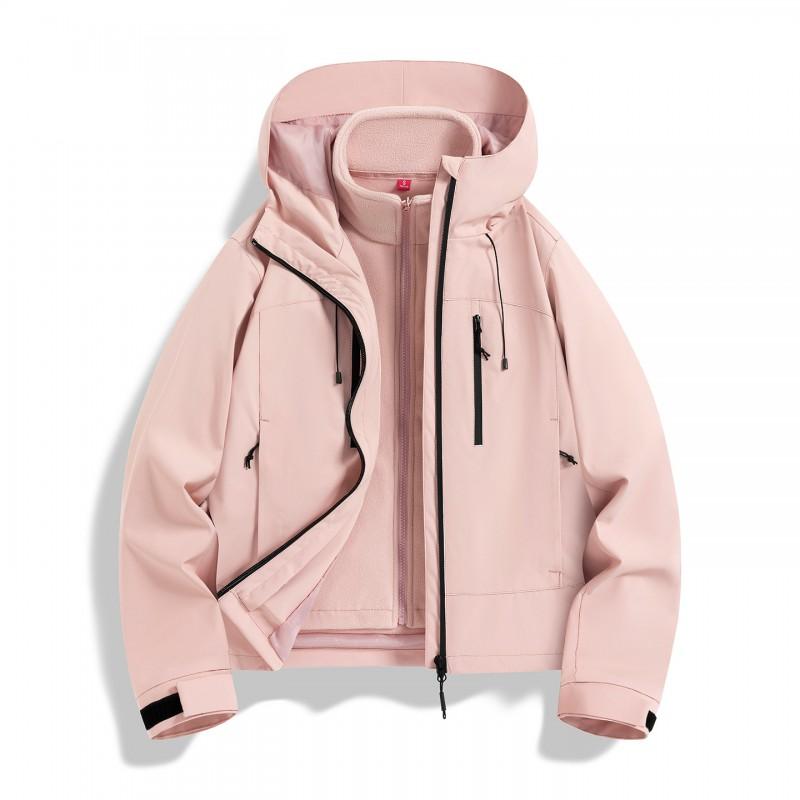 3-in-1 Detachable Windproof Waterproof Hiking Jacket Men Women Lightweight Outdoor Shell With Fleece Liner Fall Winter