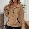 Women's Half Zip Sherpa Fleece Sweatshirts Fuzzy Oversized Pullover Top Soft Warm Fall Winter Sweater with Pockets