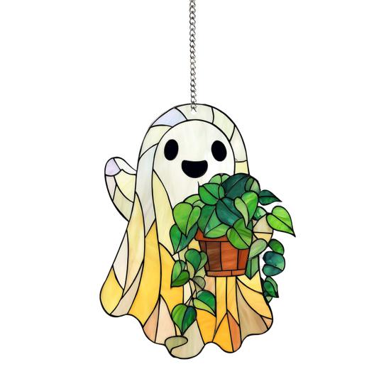 Ghost Hanging Decoration Acrylic Ghost Series Sun Catcher Cartoon Ghost Halloween Decoration for Windows Porch Walls