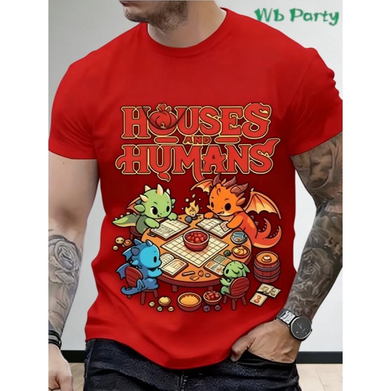 Мужские футболки Dungeons Dragons 3D-печать Винтажный Графический Круглый Вырез Короткий Рукав Рубашка