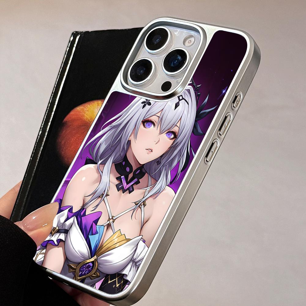 HSR Castorice Серебряное покрытие Чехол для мобильного телефона для iPhone 17 16 15 14 13 12 11 Air Pro Max Plus Цветная обложка