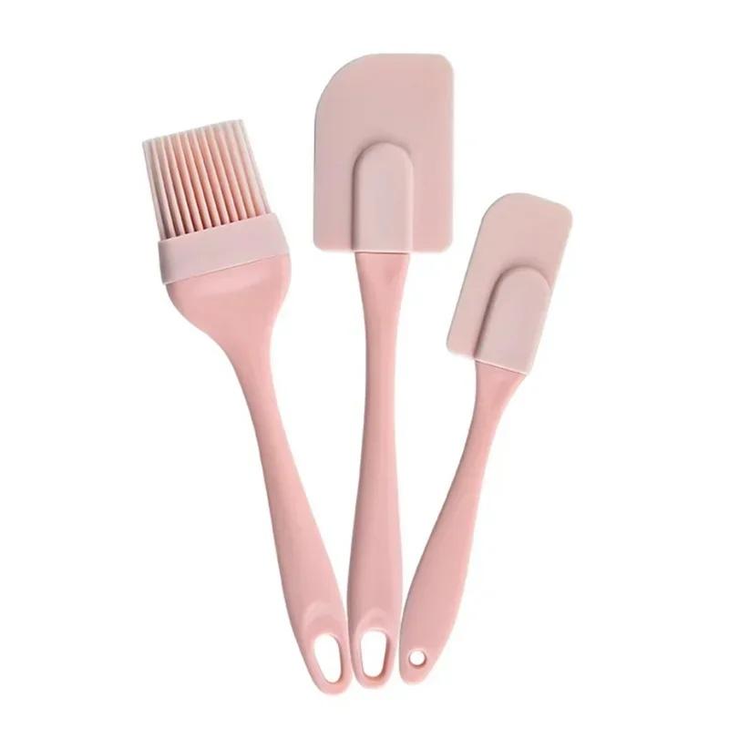 3PCS Cream Scraper DIY Cake Butter Spatula Mixer Oil Brush Kitchen Acceesories Silicone Spatula Non-Stick Kitchen Baking Tools