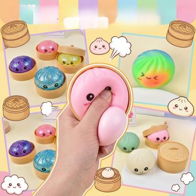 Игрушка-пельмень, Гигантский блестящий пельмень, Разноцветные пельмени, Мячики-антистресс, Сенсорная игрушка, Шарик из теста, Игрушки для снятия стресса для рук, С пароваркой для еды (Случайный цвет)