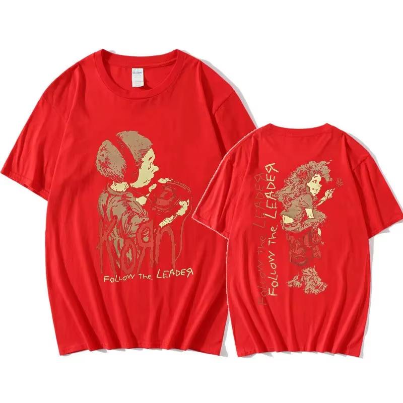 Korn Follow The Leader Walkman T Shirt Men's Metal Gothic Rock Band T Shirts Unisex Clothing Fashion Trendy Tee Y2K Gothic Cotton Oversized T-shirts