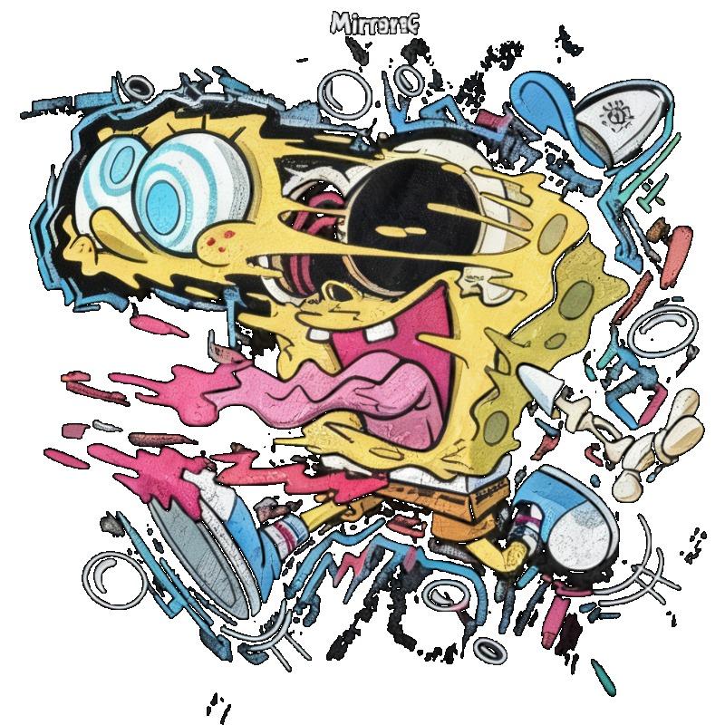 Футболка оверсайз черная с графическим принтом Губка Боб Квадратные Штаны и текстом MICHIN для повседневной носки, уличный стиль, мода