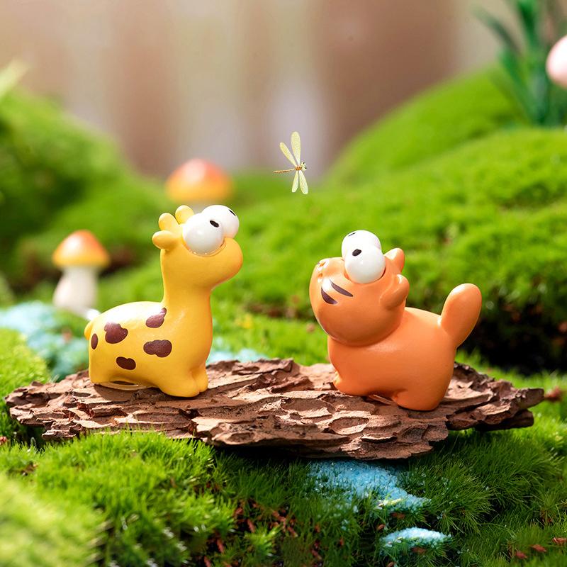 Cartoon Animal Frog Snake Tiger Ornament Micro Landscape Resin Home Decoration Ornaments Dollhouse Cute Gardening Accessories