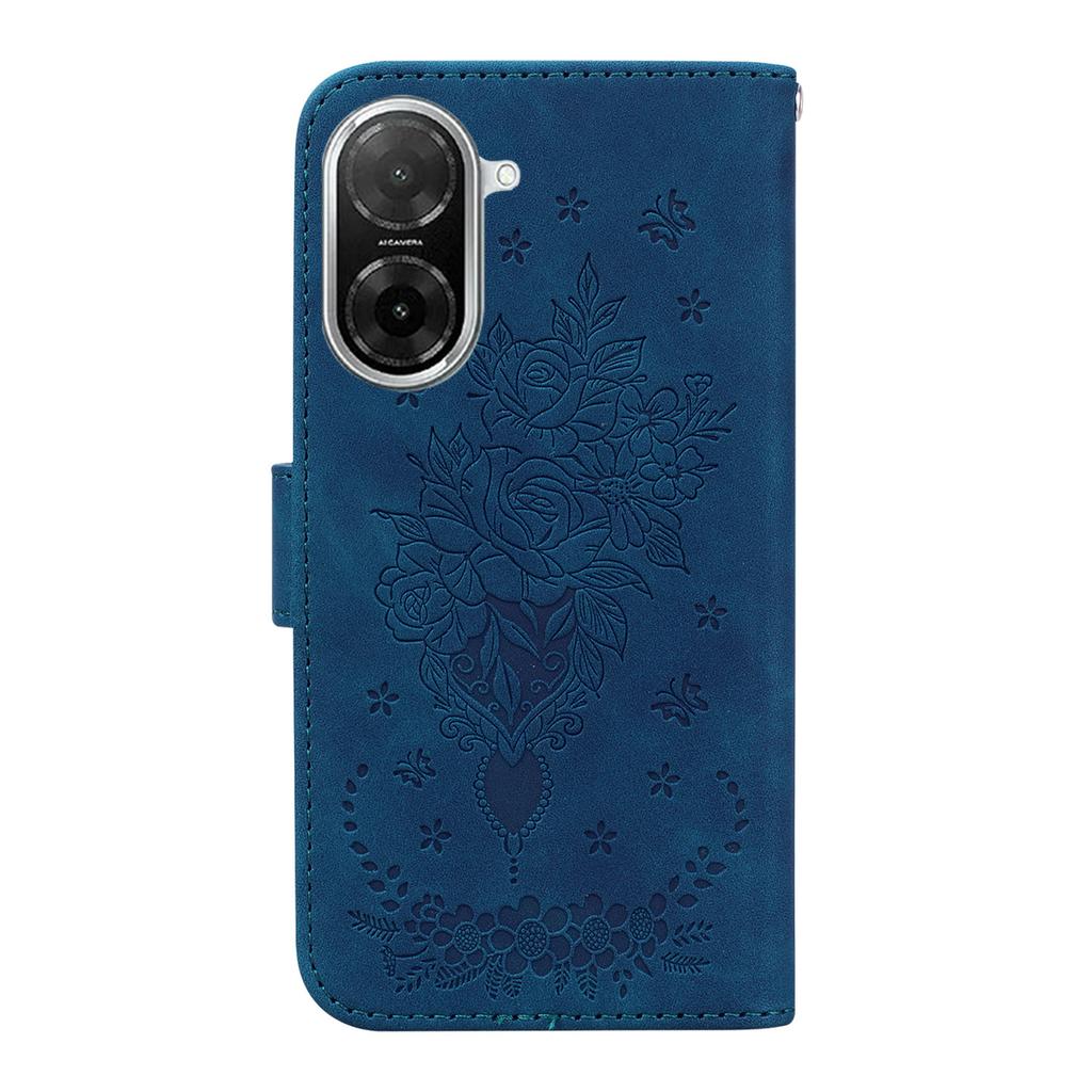 For Xiaomi Redmi A5 4G (171.7mm)/Poco C71 4G Case Butterfly Flower Imprint PU Leather Wallet Phone Cover with Strap
