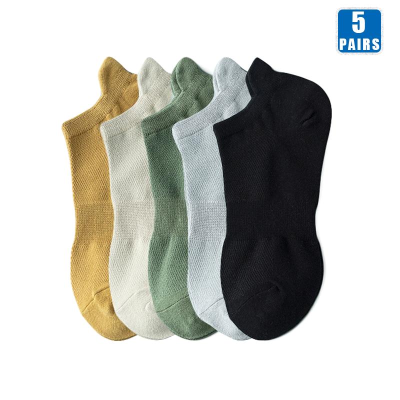 5 пар носков для женщин, хлопковые, короткие, до щиколотки, низкие, дышащие, летние, компрессионные, повседневные, высококачественные, модные женские носки