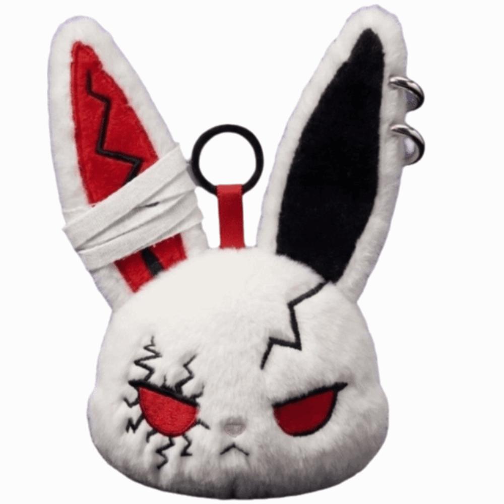 Gothic Wounded Rabbit Keyring Hoop Earrings Cute Furry Bag Pendant  Gift For Women