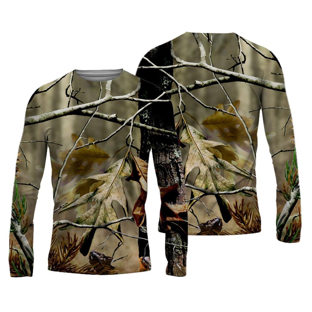 Мужские футболки с графическим принтом лесного камуфляжа, осенняя мужская одежда, футболки с круглым вырезом и длинным рукавом, топы, мужская футболка, уличный пуловер