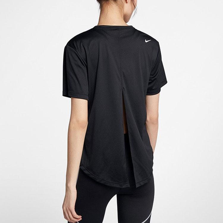 Nike Повседневная спортивная футболка с буквенным принтом, американская винтажная однотонная футболка с круглым вырезом и коротким рукавом, женская футболка черного цвета CD9635-010