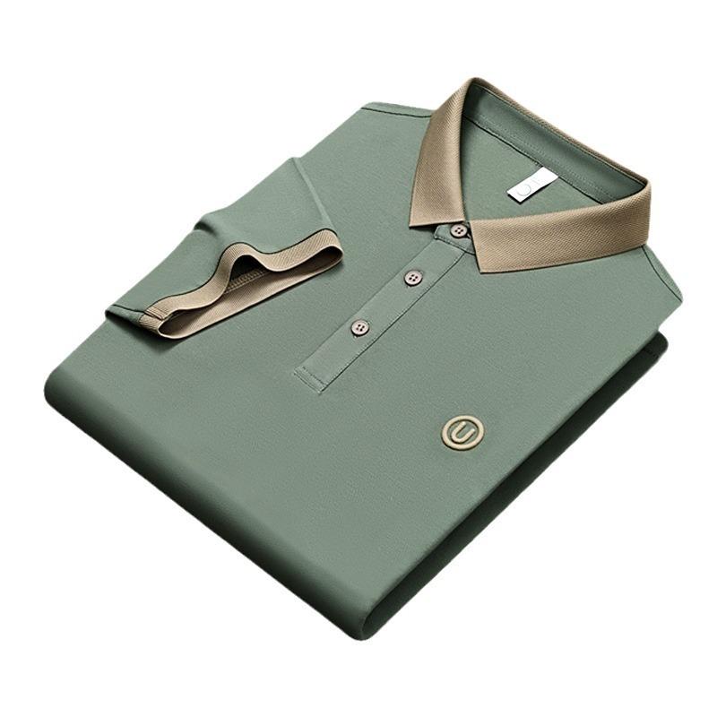 Футболка с коротким рукавом, мужская деловая повседневная рубашка поло с вышитыми буквами на лацканах, мужская футболка с коротким рукавом