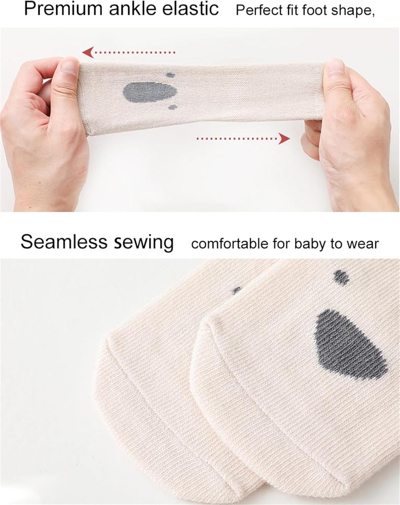 5/3/1Pairs Toddler Non-Skid Socks with Grips Baby Girls Boys Anti-Slip Crew Cartoon Socks for Infants Socks