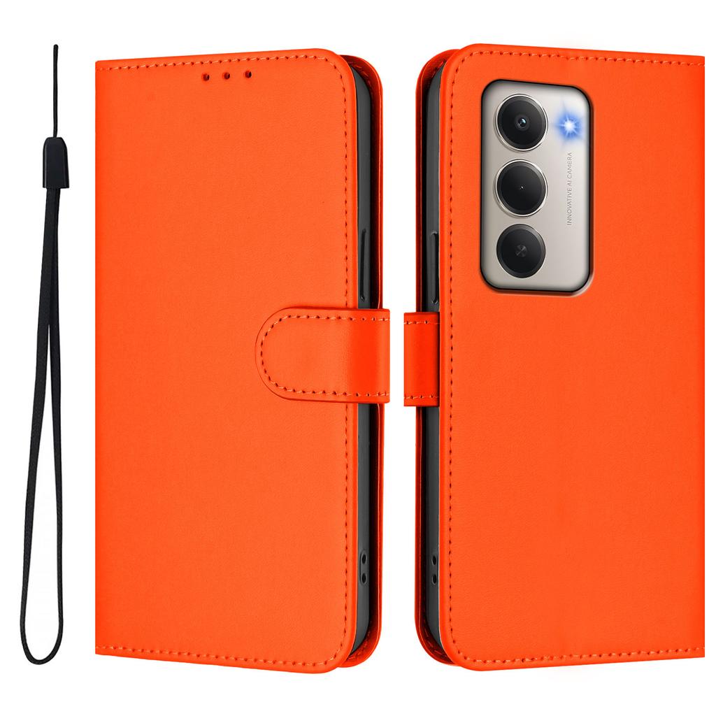 Для Xiaomi Redmi 15 5G Чехол Однотонный Кошелек Кожаный Чехол для Телефона с Ремешком