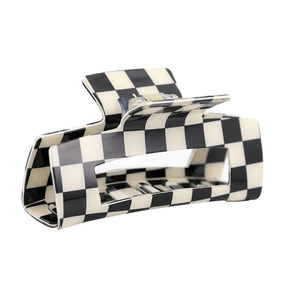 2023 Black and White Matte Polished Hollow Acrylic Hairpin Lovely Hairpin Temperament Girl Hair Crab Hair Accessories