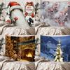 Домашний декор Веселый рождественский Санта узор Печатный гобелен Рождественская елка Гобелен Декор для гостиной и спальни Фон Ткань