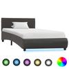 VidaXL Bed Frame with LED Grey Faux Leather 90 X 200 Cm 285492