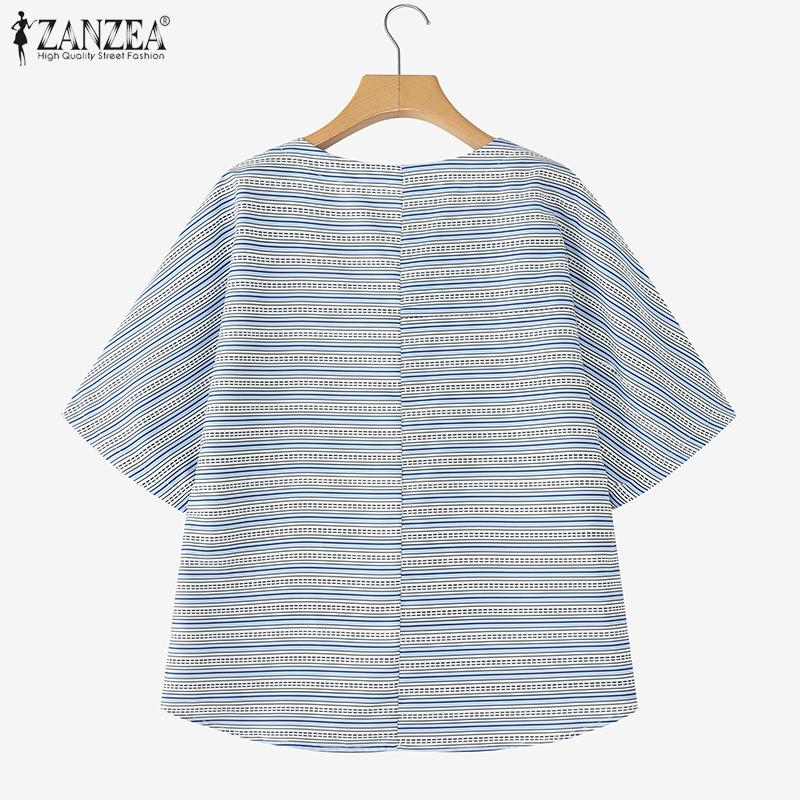 ZANZEA Женские повседневные футболки с круглым вырезом и рукавом 3/4, свободного кроя, в стиле пэчворк