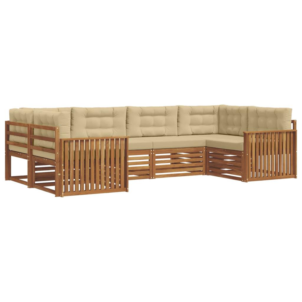 Outdoor Sofa Set with Cushions 6 pcs Natural and Beige