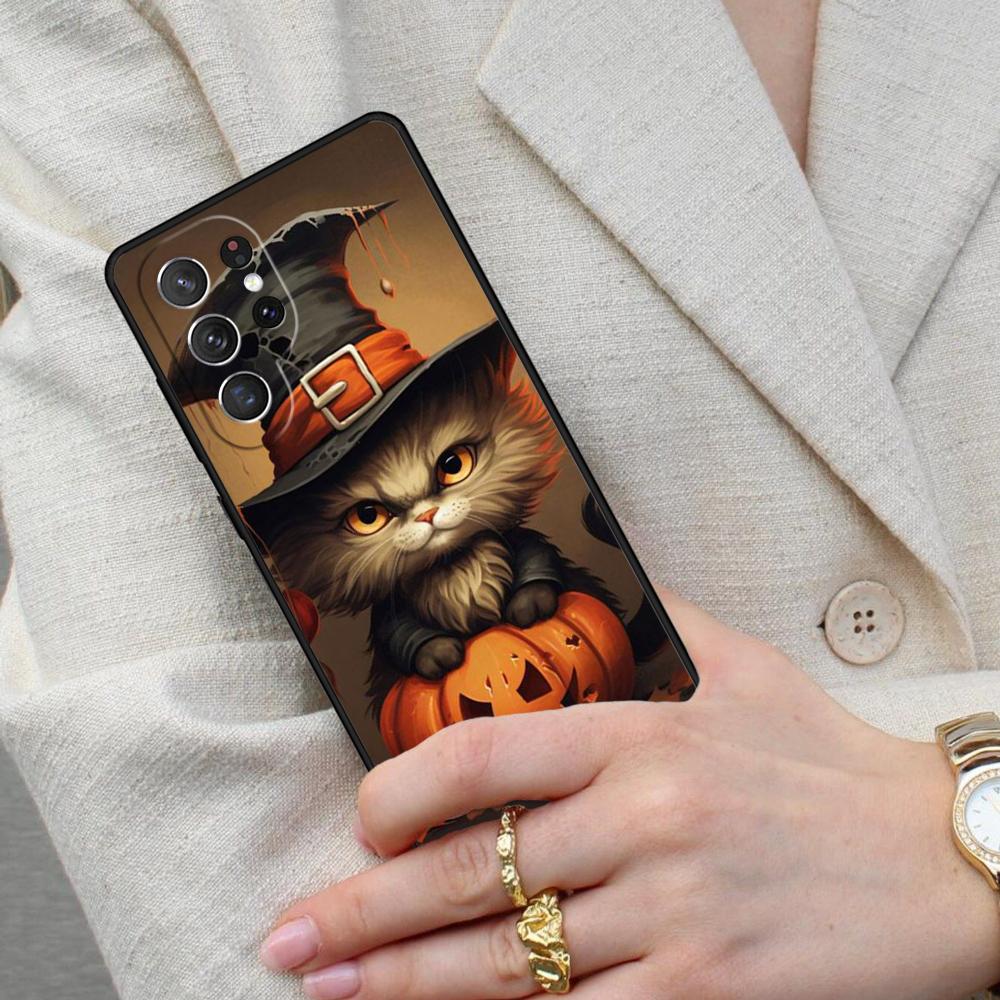 Funny Animal Cartoon Halloween Cat Cell Phone Case for Samsung Galaxy S26 Ultra S25 S24 S23 S22 S21 S20 Note10 Cover