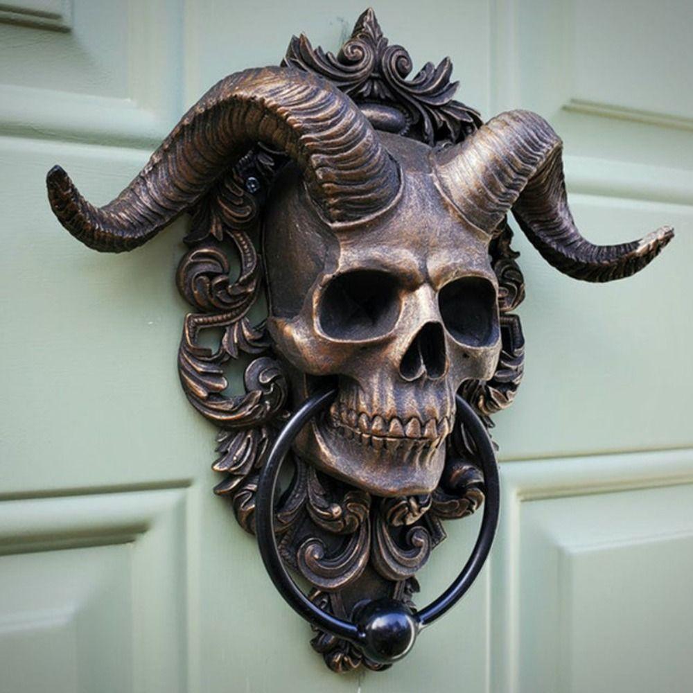 Punk Skull Door Knocker Sheep Head Devil Head Knocker Gothic Satan Door Hanging  Door Buckle