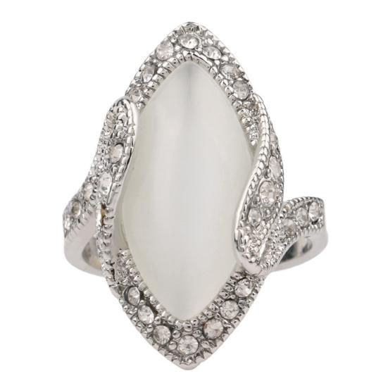 Женское кольцо с искусственным камнем маркизы и блестящими стразами, ювелирные изделия на палец