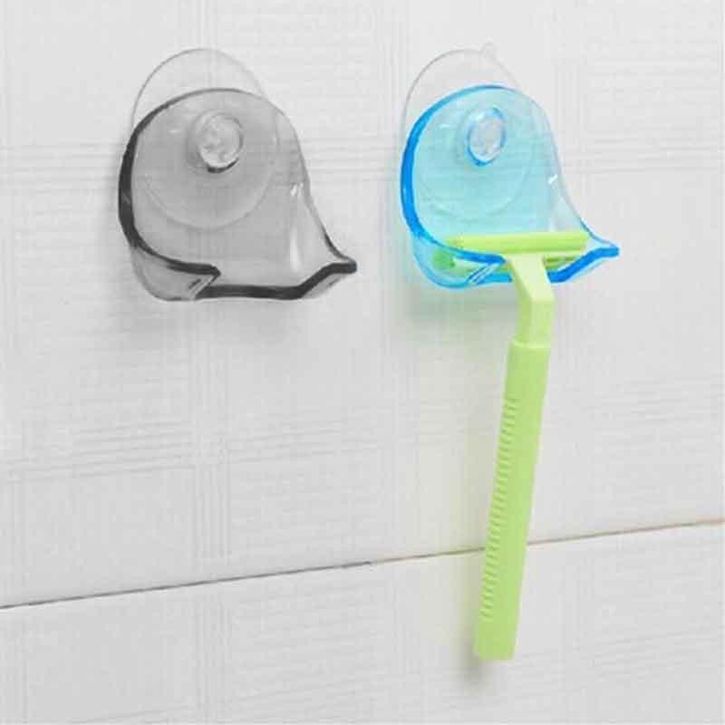 Stylish Plastic Super Suction Cup Razor Organizer With Space Saving Design For Bathroom