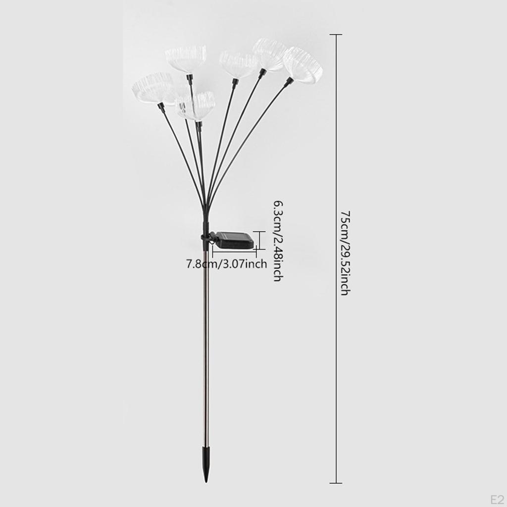 2Pcs Solar 7 Headed Jellyfish Garden Lights Decoration Height 75cm Waterproof Landscape Lamp for