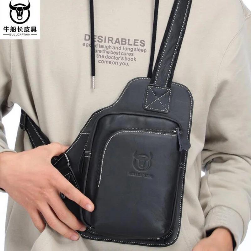 2024 Small FAMOUS Brand Messenger Bag MEN Shoulder BAGS Fashion GENUINE Leather MALE Crossbody Bag Zipper Buckle
