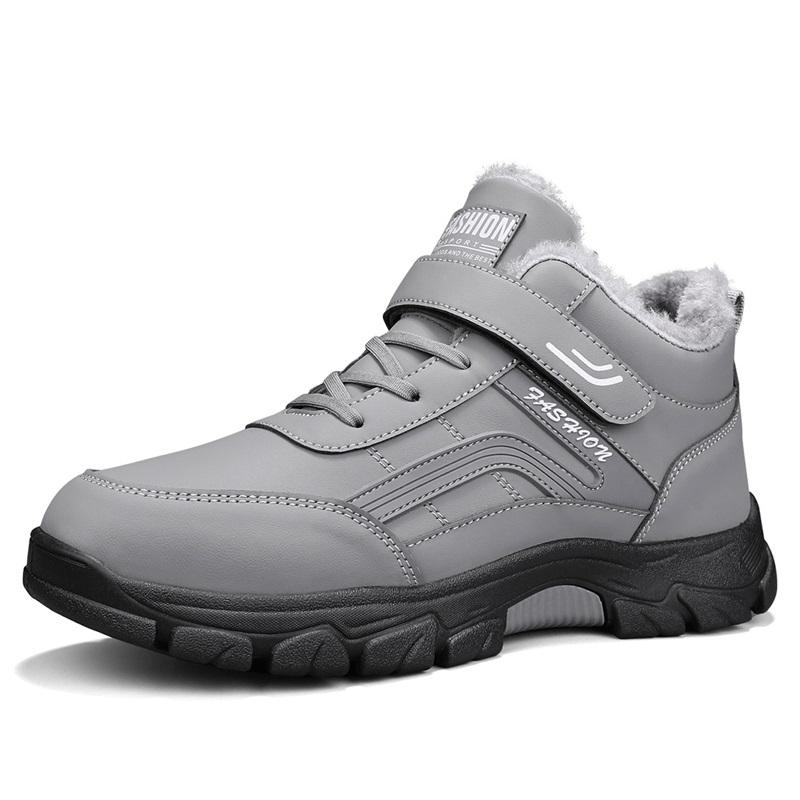 Мужские водонепроницаемые уличные ботинки Зимние теплые Популярная обувь Мужские замшевые Повседневные Снежные Плюшевые Теплые Ботинки Кожаные Ботинки для Ходьбы Охота