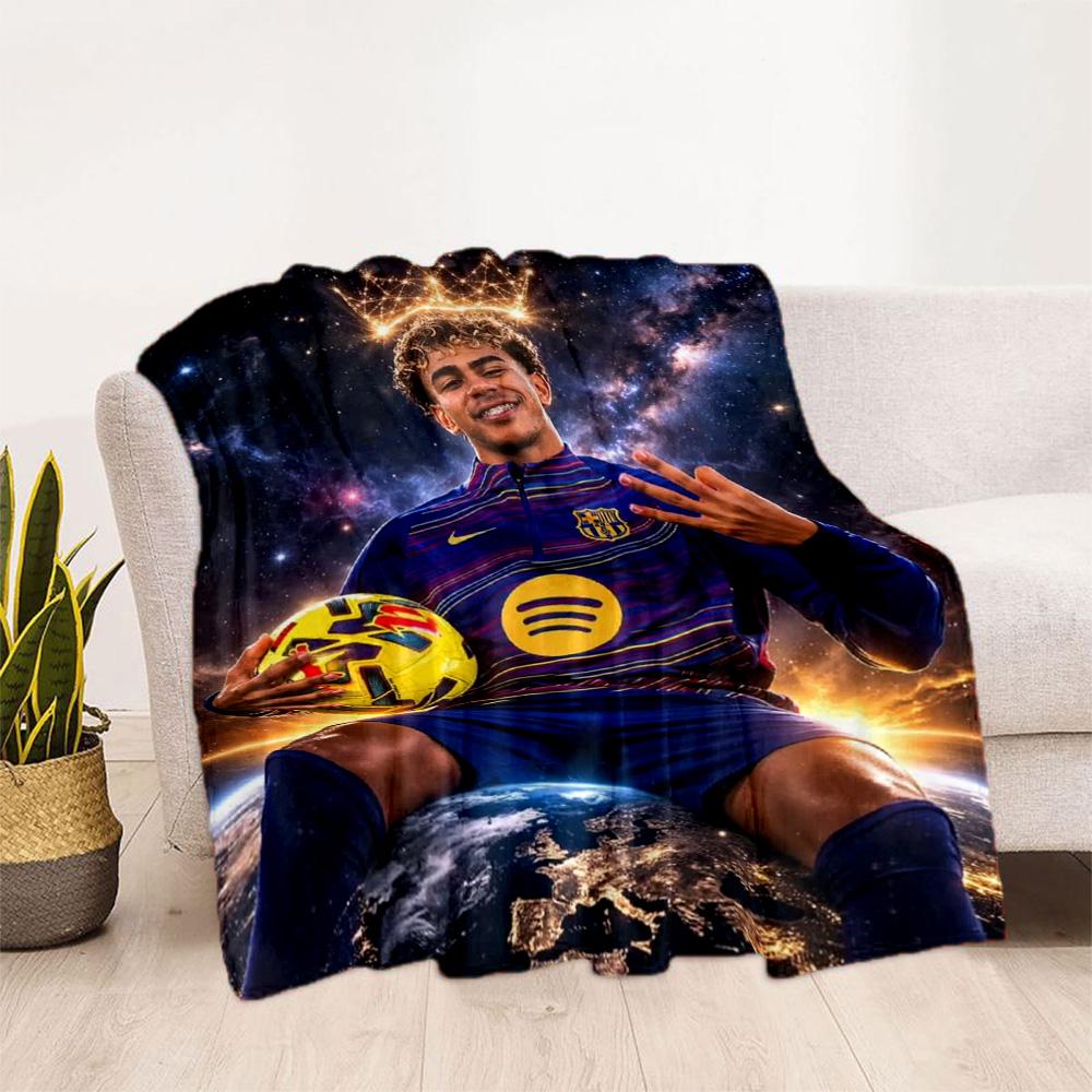 Lamine Yamal's Football Player Portrait Blanket Soft Warm Cozy Great for Sofa Office Picnics Four Seasons Multipurpose Modern Gift for Travel Home Bir
