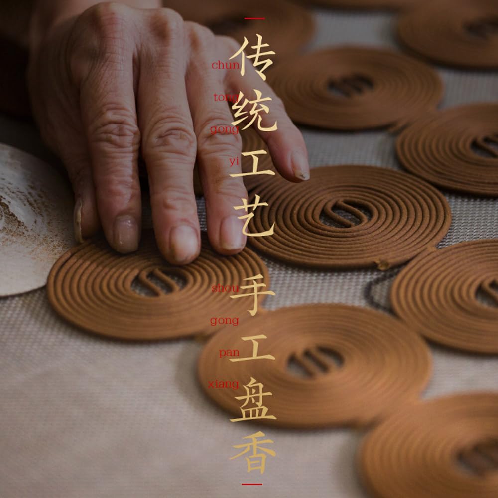 Bishinko Sandalwood Incense Spiral Sticks, Premium Sandalwood, Natural Fragrance, 48 Coils (4 Hours), Ambergris, Osmanthus, and Sweet Osmanthus, Low