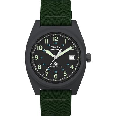 Мужские часы TIMEX Expedition TW2Y39800 Автоматические 10 ATM Водонепроницаемость Сапфировое Стекло Черный Циферблат Нержавеющая Сталь