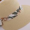 Flower Ribbon Bowknot Straw Hat Elegant Solid Color Sun Hat Trendy French Style Foldable Travel Beach Hats for Women Daily Use Summer Outdoor