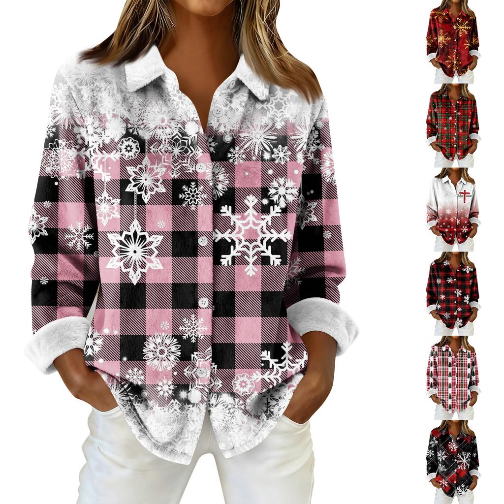 Women's Shirt Blouse Print Button Long Sleeve Casual Basic Shirt Collar Regular Top