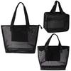 Black Storage Bag Mesh Yoga Shoulder Bag Portable Travel Toiletry Bag