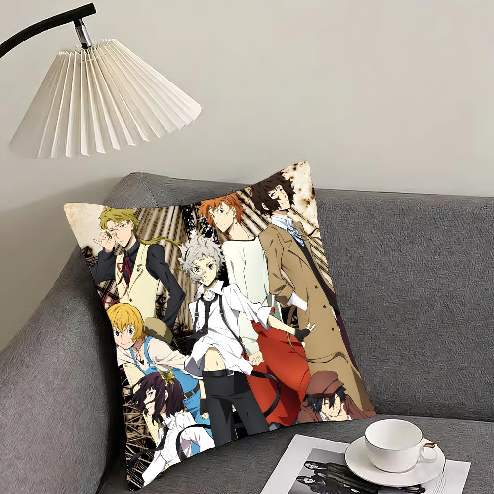 BBunGo SStray Dogs Anime Cushion Cover Pillowcase Ultra Soft Skin Friendly Fabric Cloud Like Comfort Concealed Zipper