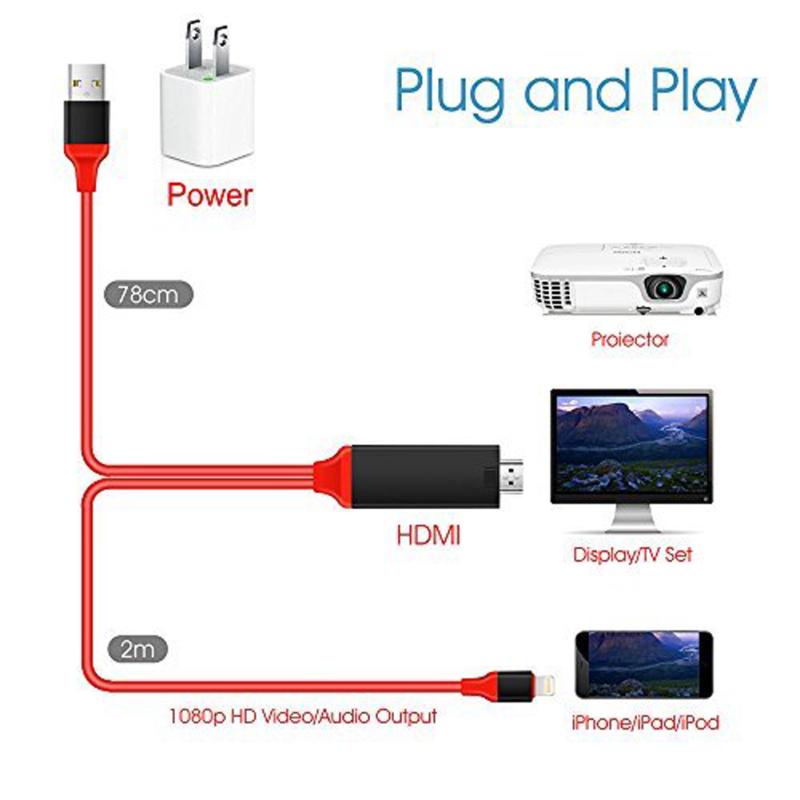 Кабель Lightning на HDMI 1080P Цифровой AV-адаптер Lightning на HDMI для