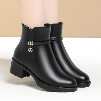 Женские зимние ботильоны на танкетке - Толстый флис, шерсть и хлопок с нескользящей подошвой из натуральной кожи, теплые и морозостойкие.