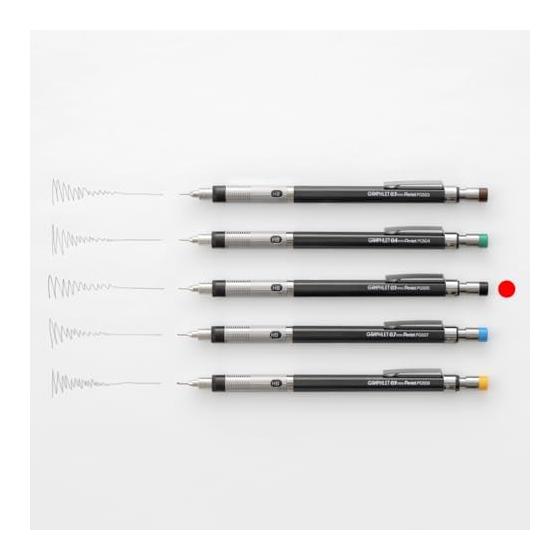 Механический карандаш Pentel Graphlet, PG505-AD, Металлический серый, 0,5 мм, Нескользящий рифленый захват, Индикатор твердости грифеля, Кнопочный механизм