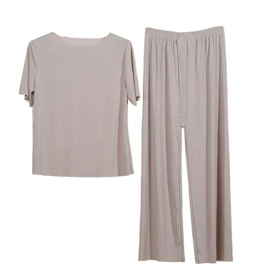 Женская одежда для дома, модный эластичный пояс, быстросохнущая женская одежда для дома, однотонный тонкий топ, брюки, одежда для сна, комплект одежды для сна
